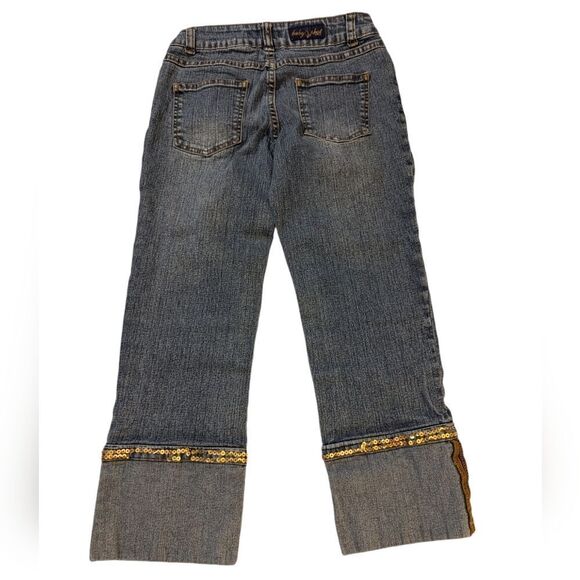 Baby‎ Phat girls vintage denim capris with gold sequins size 12 - Picture 4 of 7